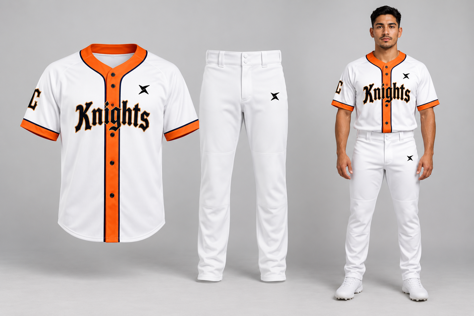 Knights Orange Trim studio and model board
