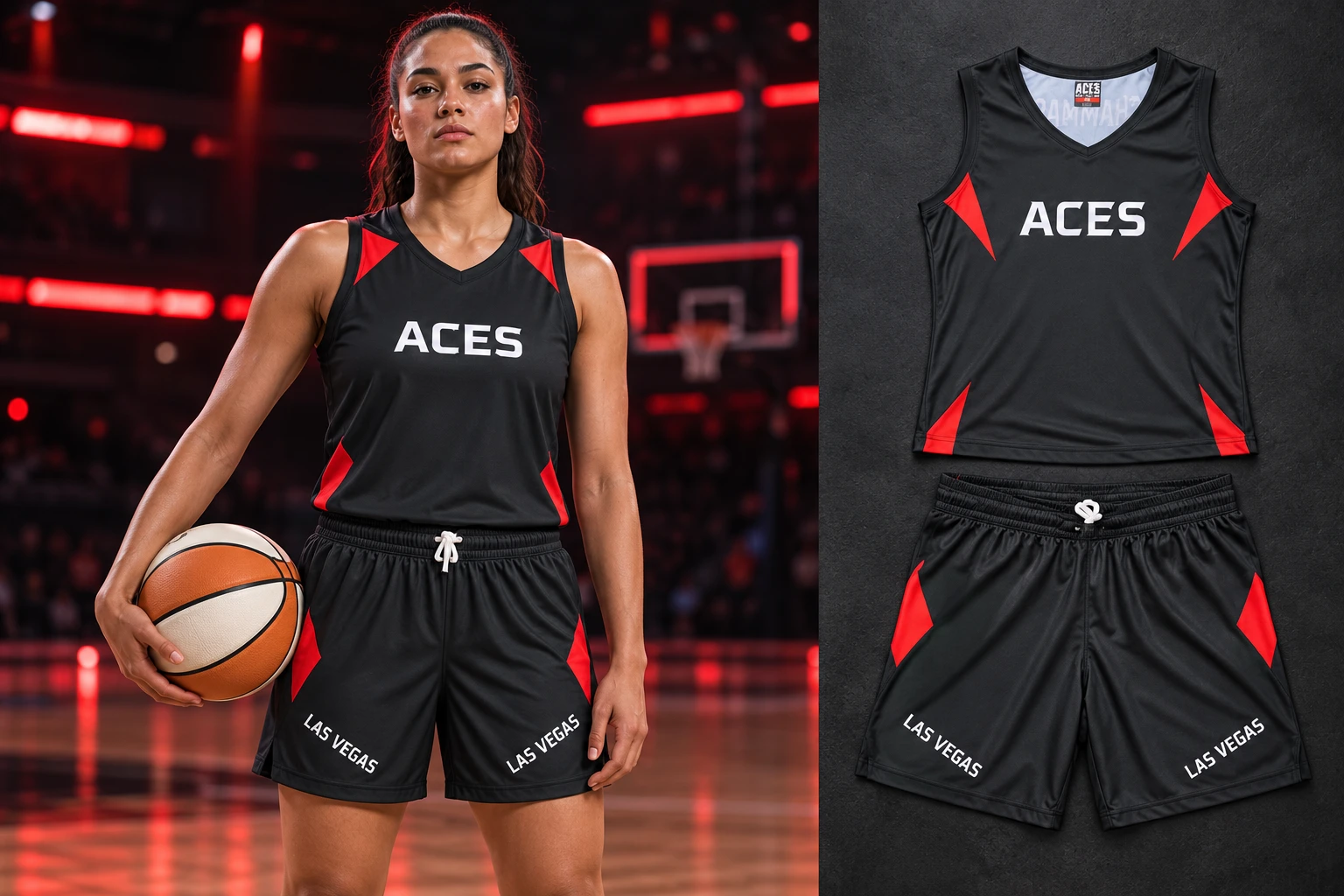 Aces · Las Vegas — styled athletes and referenced teamwear