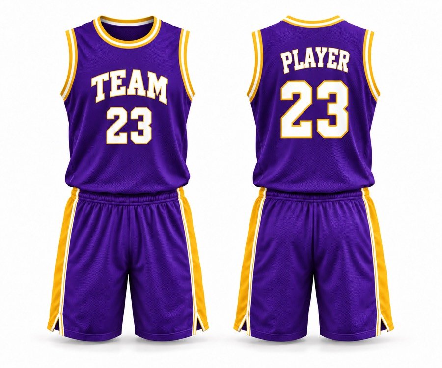 Court Classic Purple Round-Neck Away Set — custom basketball teamwear